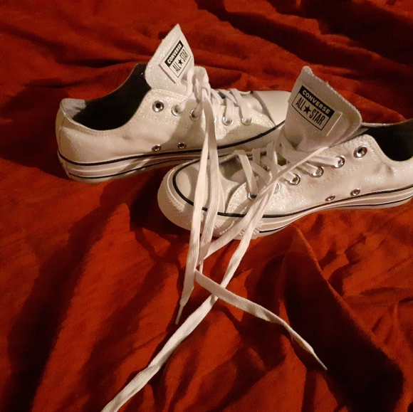 Chucks, candy white sparkle converse. - Picture 3 of 3